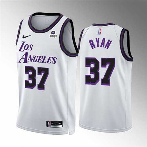 Men's Los Angeles Lakers #37 Matt Ryan White City Edition Stitched Basketball Jersey Dzhi